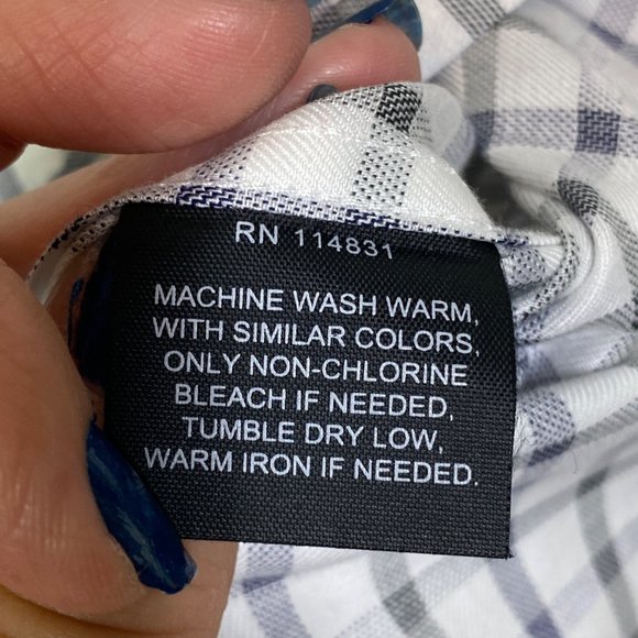 JHane Barnes JHB Men's button up cotton gray blue white shirt plaid slim fit L - Picture 12 of 13
